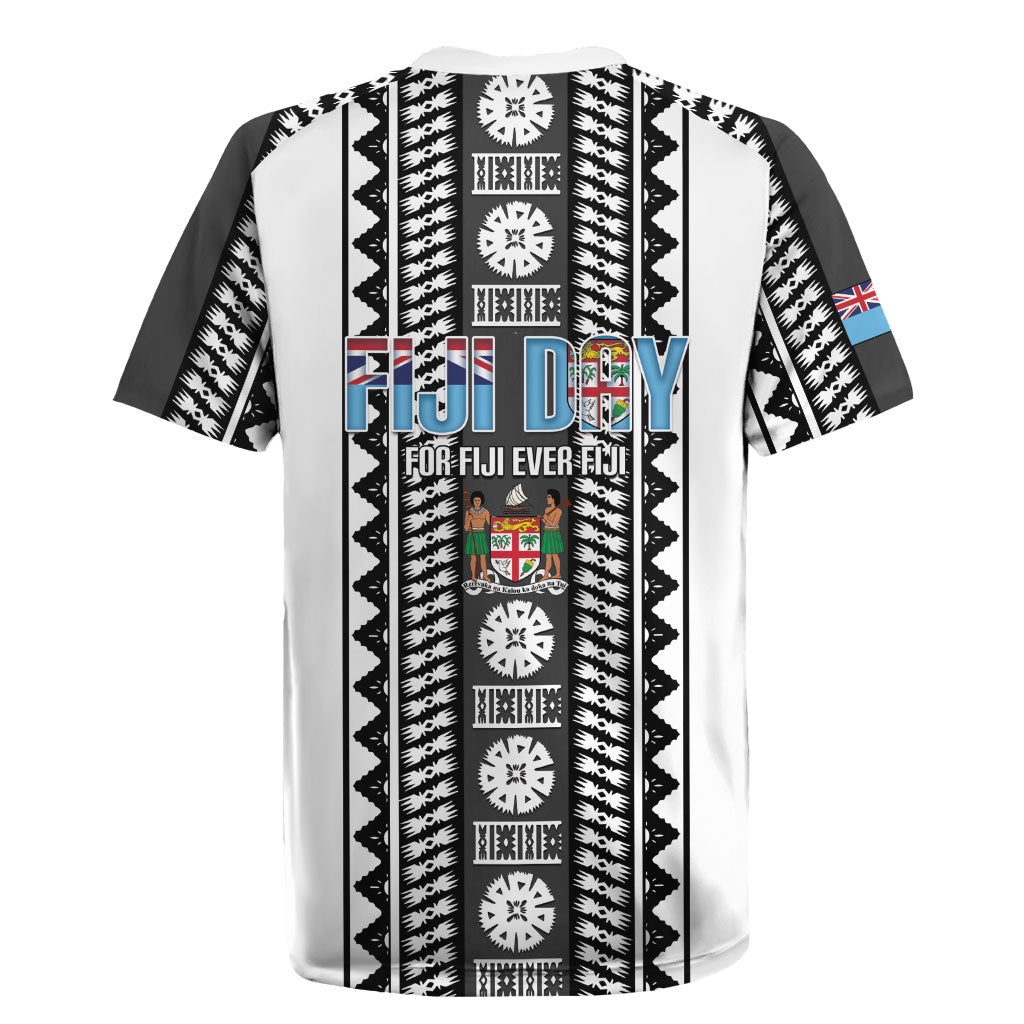 Fiji Day 1970 Rugby Jersey For Fiji Ever Fiji Tapa Pattern White LT14 - Polynesian Pride