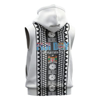 Fiji Day 1970 Sleeveless Hoodie For Fiji Ever Fiji Tapa Pattern White LT14 - Polynesian Pride