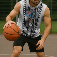 Fiji Day 1970 Sleeveless Hoodie For Fiji Ever Fiji Tapa Pattern White LT14 - Polynesian Pride