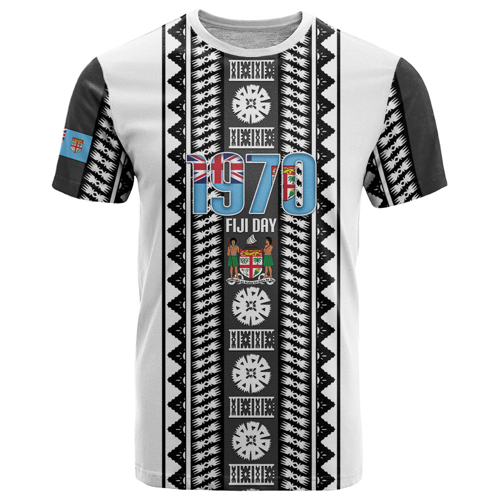 Fiji Day 1970 T Shirt For Fiji Ever Fiji Tapa Pattern White LT14 White - Polynesian Pride