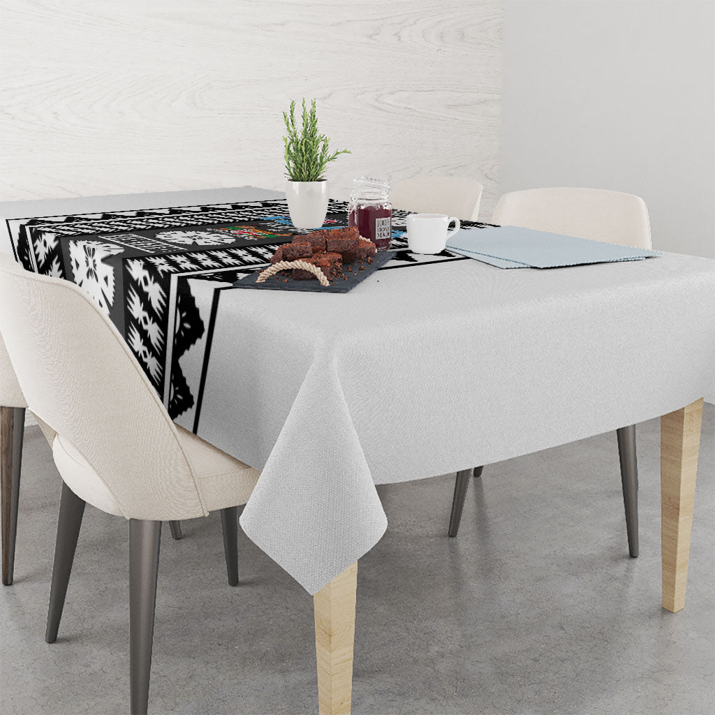 Fiji Day 1970 Tablecloth For Fiji Ever Fiji Tapa Pattern White LT14 - Polynesian Pride