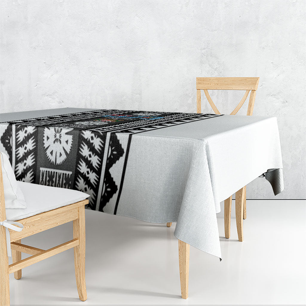 Fiji Day 1970 Tablecloth For Fiji Ever Fiji Tapa Pattern White LT14 - Polynesian Pride