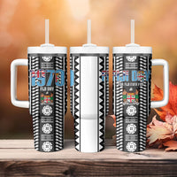 Fiji Day 1970 Tumbler With Handle For Fiji Ever Fiji Tapa Pattern White LT14 - Polynesian Pride