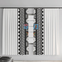 Fiji Day 1970 Window Curtain For Fiji Ever Fiji Tapa Pattern White LT14 With Hooks White - Polynesian Pride