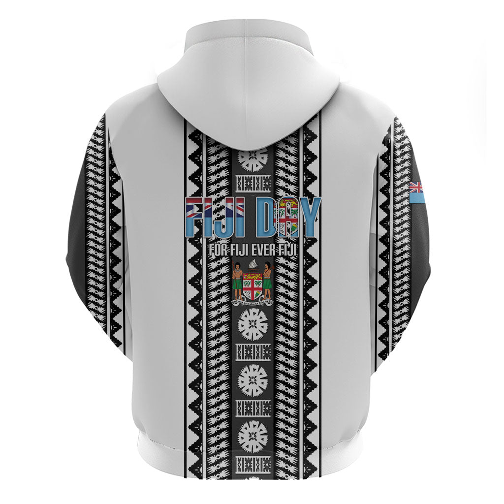 Fiji Day 1970 Zip Hoodie For Fiji Ever Fiji Tapa Pattern White LT14 - Polynesian Pride