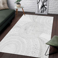 Tonga White Sunday Area Rug Fakame Tongan Ngatu Turtle LT14 White - Polynesian Pride