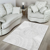 Tonga White Sunday Area Rug Fakame Tongan Ngatu Turtle LT14 - Polynesian Pride