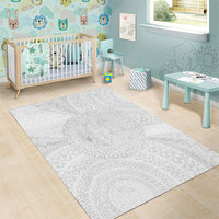 Tonga White Sunday Area Rug Fakame Tongan Ngatu Turtle LT14 - Polynesian Pride