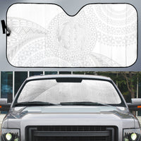 Tonga White Sunday Auto Sun Shade Fakame Tongan Ngatu Turtle LT14 White - Polynesian Pride