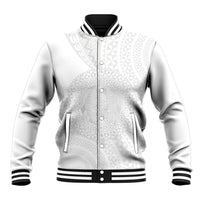 Tonga White Sunday Baseball Jacket Fakame Tongan Ngatu Turtle LT14 Unisex White - Polynesian Pride