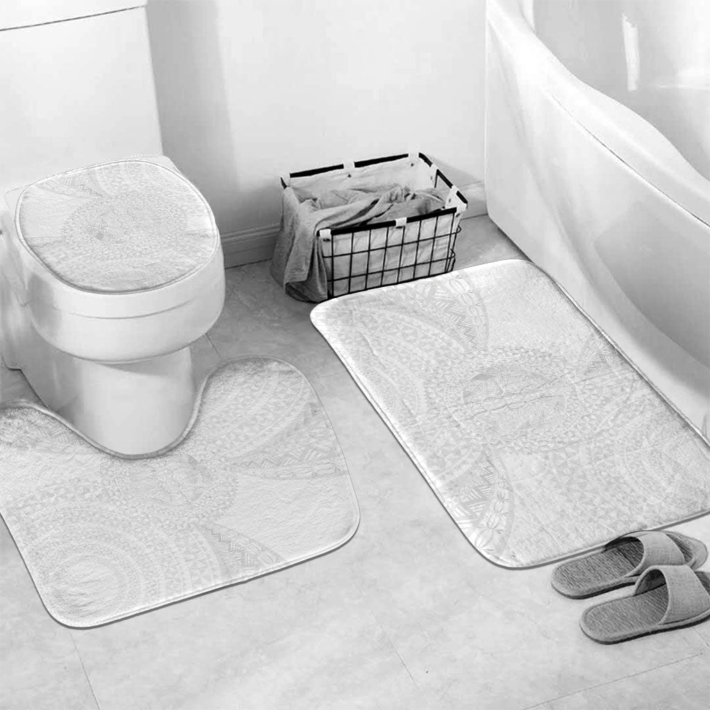 Tonga White Sunday Bathroom Set Fakame Tongan Ngatu Turtle LT14 Mat Set Only (3 pcs) One Size White - Polynesian Pride