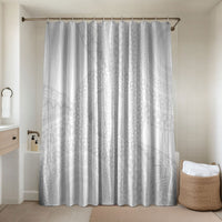 Tonga White Sunday Bathroom Set Fakame Tongan Ngatu Turtle LT14 Shower Curtain Only White - Polynesian Pride