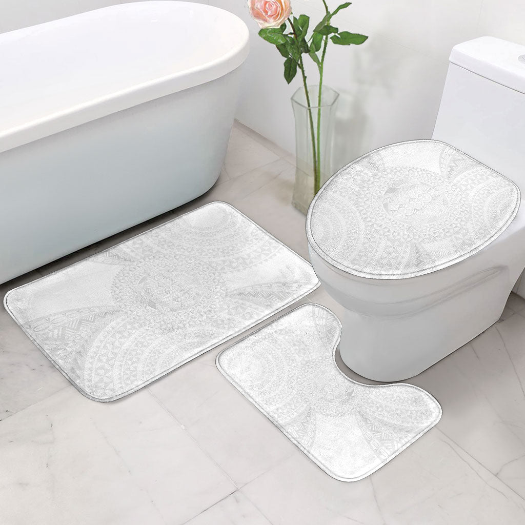 Tonga White Sunday Bathroom Set Fakame Tongan Ngatu Turtle LT14 - Polynesian Pride