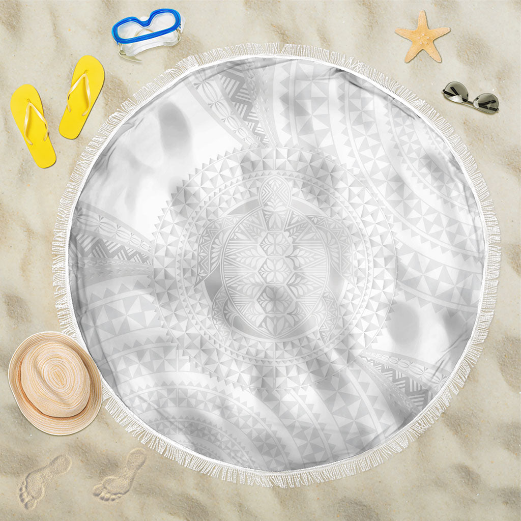 Tonga White Sunday Beach Blanket Fakame Tongan Ngatu Turtle LT14 One Size 150cm White - Polynesian Pride