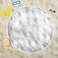 Tonga White Sunday Beach Blanket Fakame Tongan Ngatu Turtle LT14 One Size 150cm White - Polynesian Pride