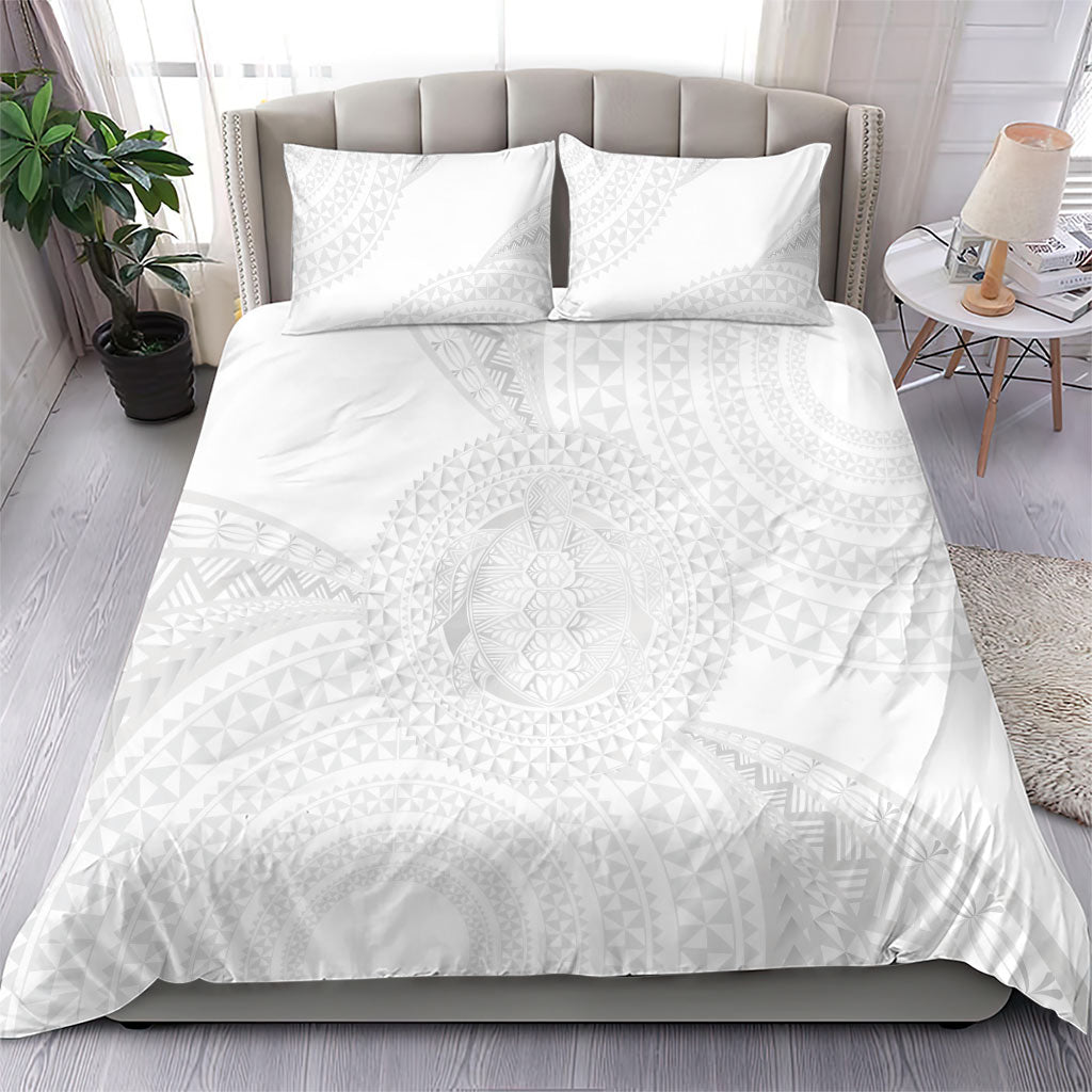 Tonga White Sunday Bedding Set Fakame Tongan Ngatu Turtle LT14 - Polynesian Pride