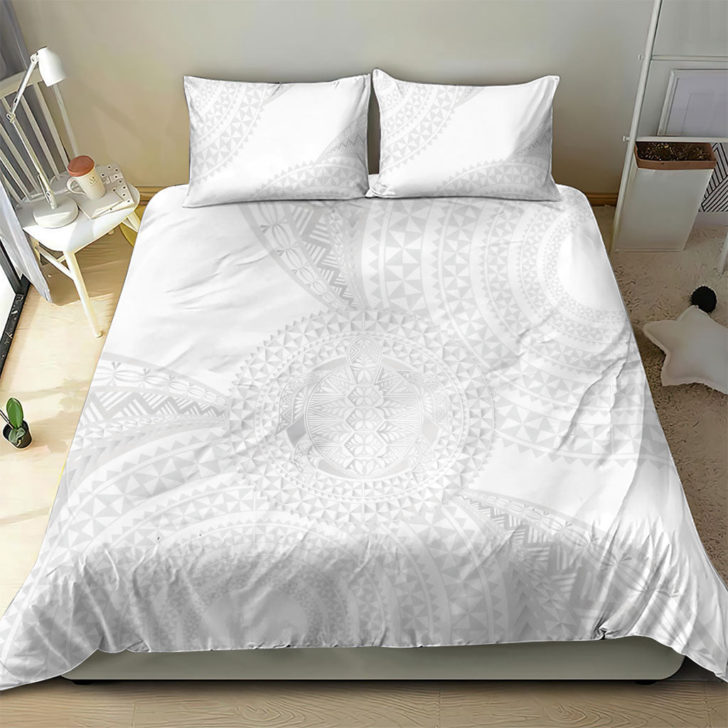 Tonga White Sunday Bedding Set Fakame Tongan Ngatu Turtle LT14 - Polynesian Pride