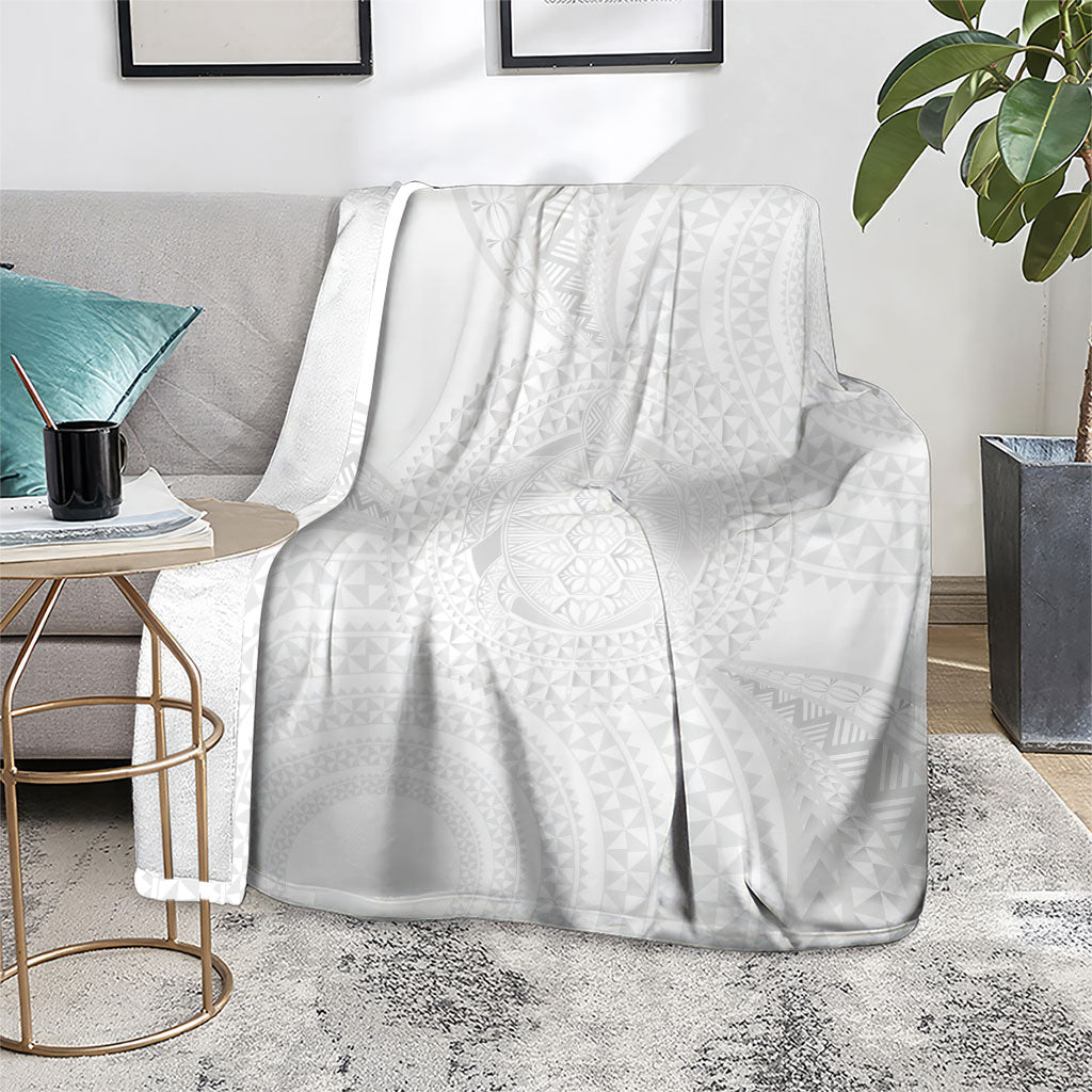 Tonga White Sunday Blanket Fakame Tongan Ngatu Turtle LT14 - Polynesian Pride