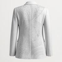 Tonga White Sunday Blazer Fakame Tongan Ngatu Turtle LT14 - Polynesian Pride