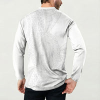 Tonga White Sunday Button Sweatshirt Fakame Tongan Ngatu Turtle LT14 - Polynesian Pride