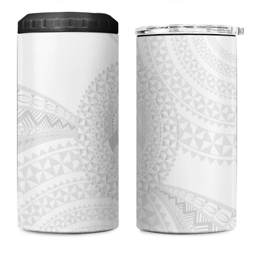 Tonga White Sunday 4 in 1 Can Cooler Tumbler Fakame Tongan Ngatu Turtle LT14 One Size: 16 oz White - Polynesian Pride