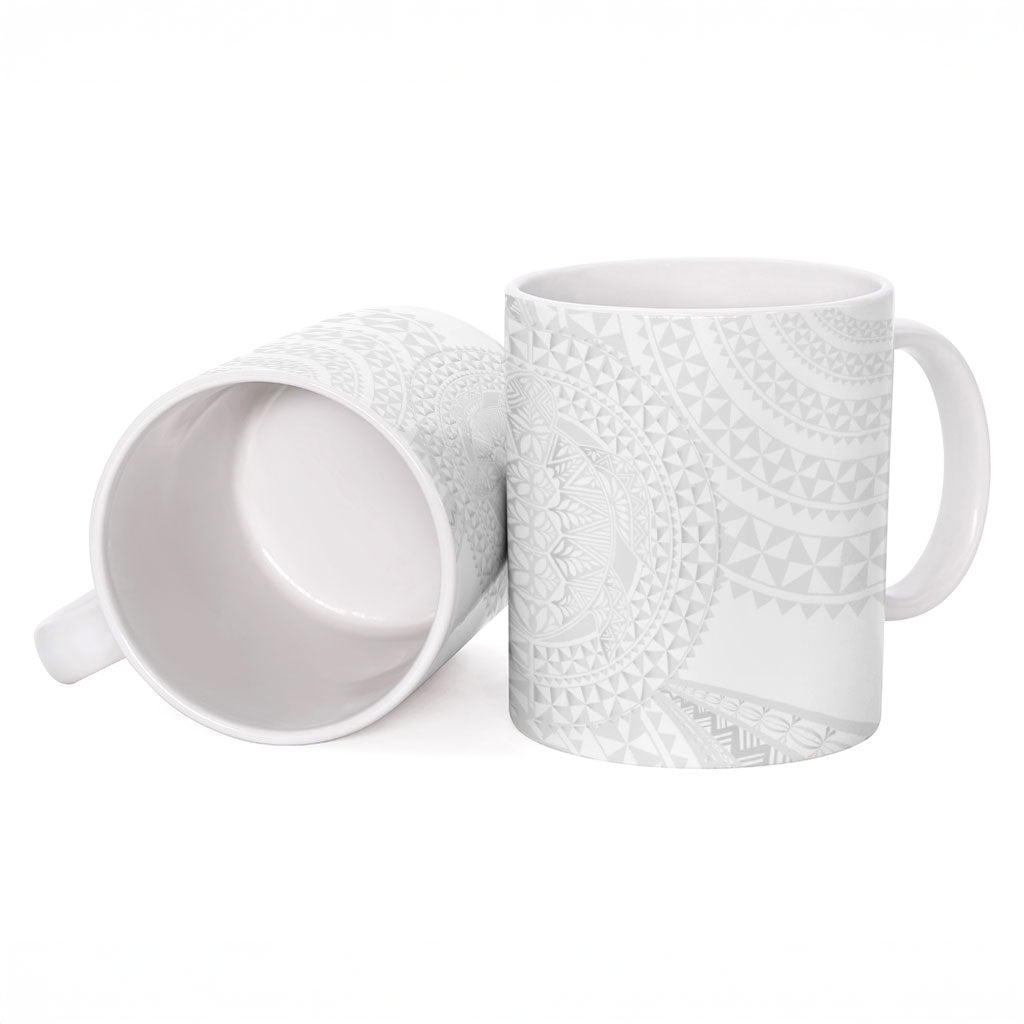 Tonga White Sunday Ceramic Mug Fakame Tongan Ngatu Turtle LT14 - Polynesian Pride