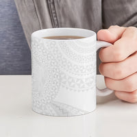Tonga White Sunday Ceramic Mug Fakame Tongan Ngatu Turtle LT14 - Polynesian Pride