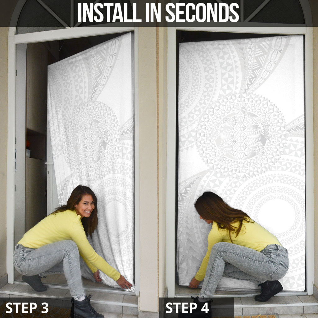 Tonga White Sunday Door Cover Fakame Tongan Ngatu Turtle LT14 - Polynesian Pride