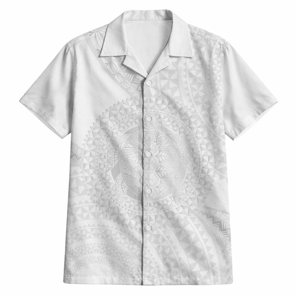 Tonga White Sunday Hawaiian Shirt Fakame Tongan Ngatu Turtle LT14 White - Polynesian Pride