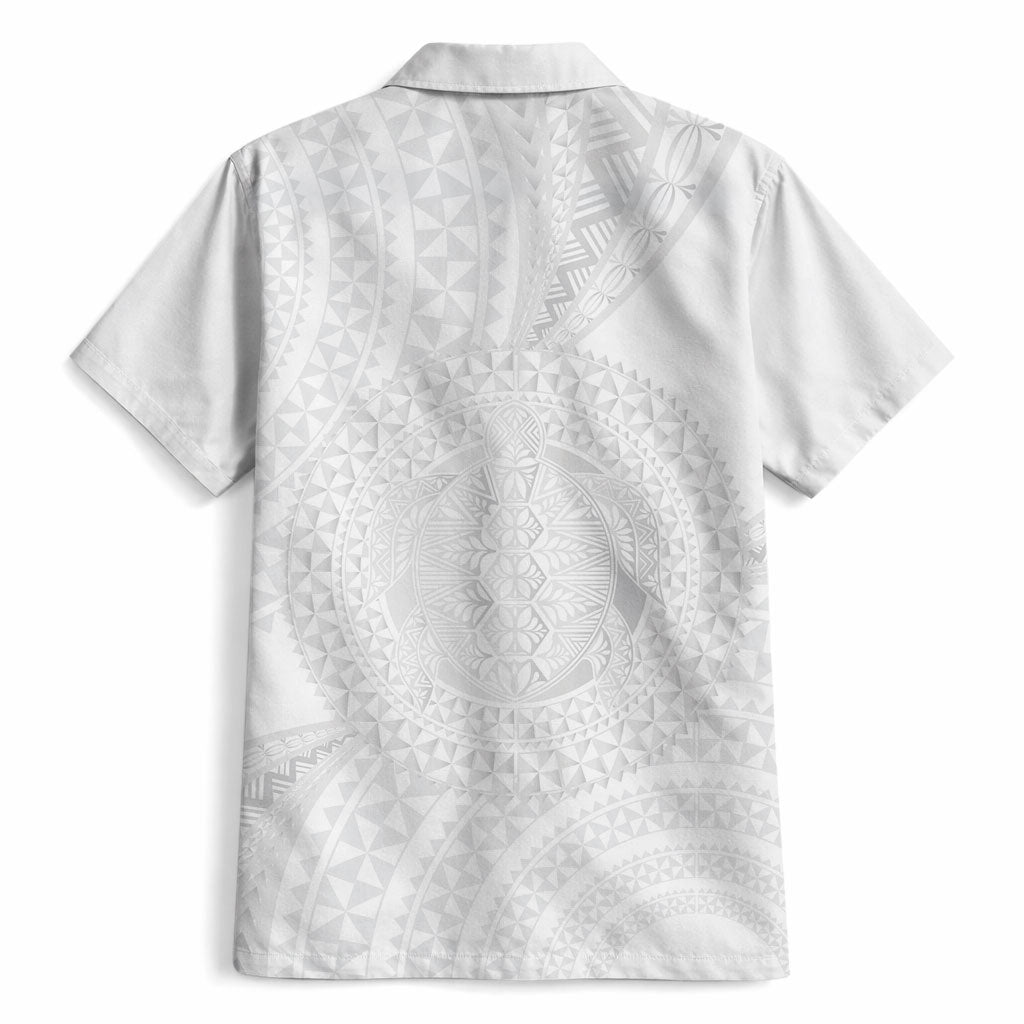 Tonga White Sunday Hawaiian Shirt Fakame Tongan Ngatu Turtle LT14 - Polynesian Pride