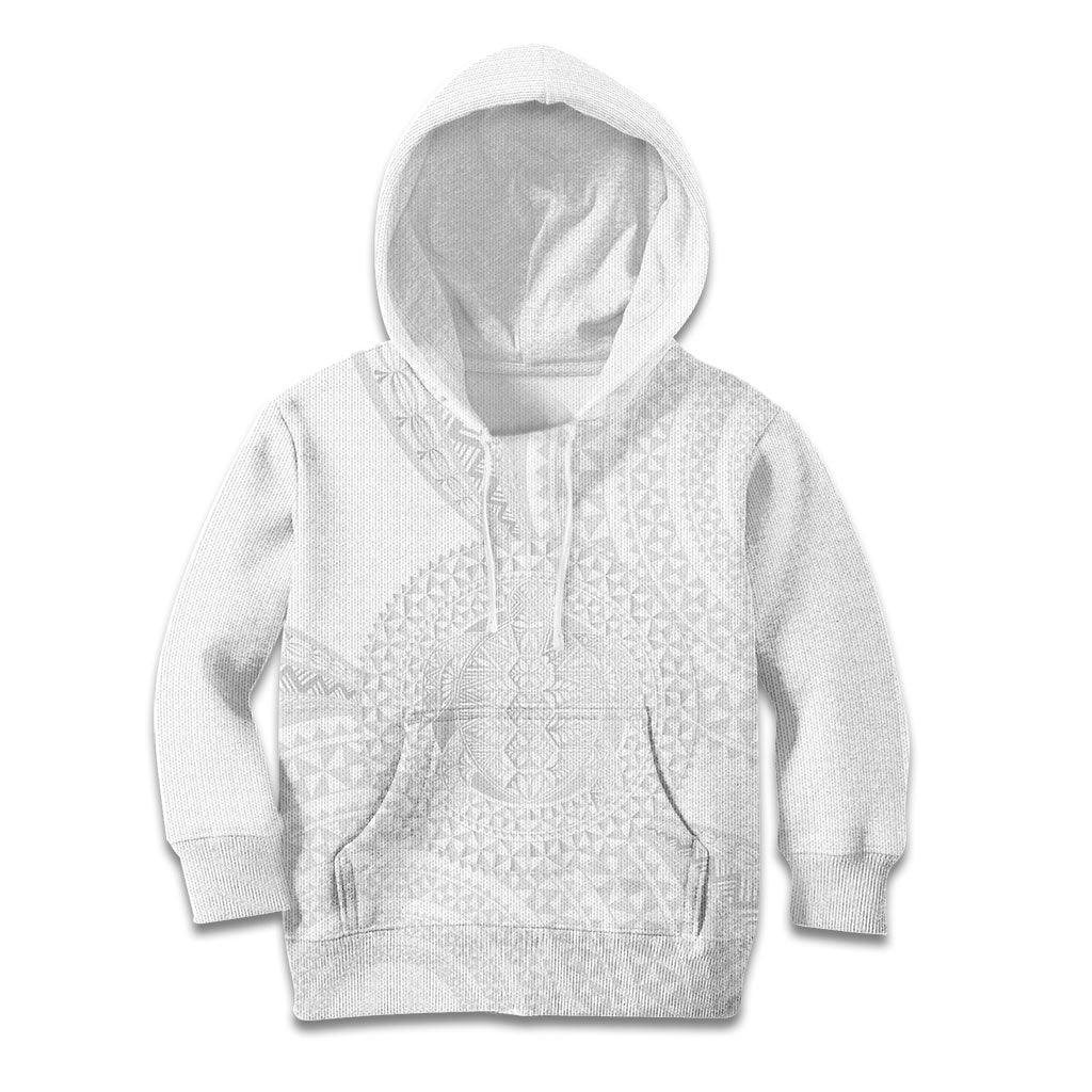 Tonga White Sunday Kid Hoodie Fakame Tongan Ngatu Turtle LT14 Hoodie White - Polynesian Pride