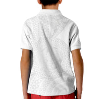 Tonga White Sunday Kid Polo Shirt Fakame Tongan Ngatu Turtle LT14 - Polynesian Pride