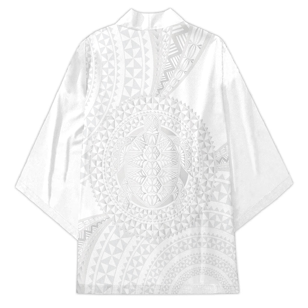 Tonga White Sunday Kimono Fakame Tongan Ngatu Turtle LT14 - Polynesian Pride