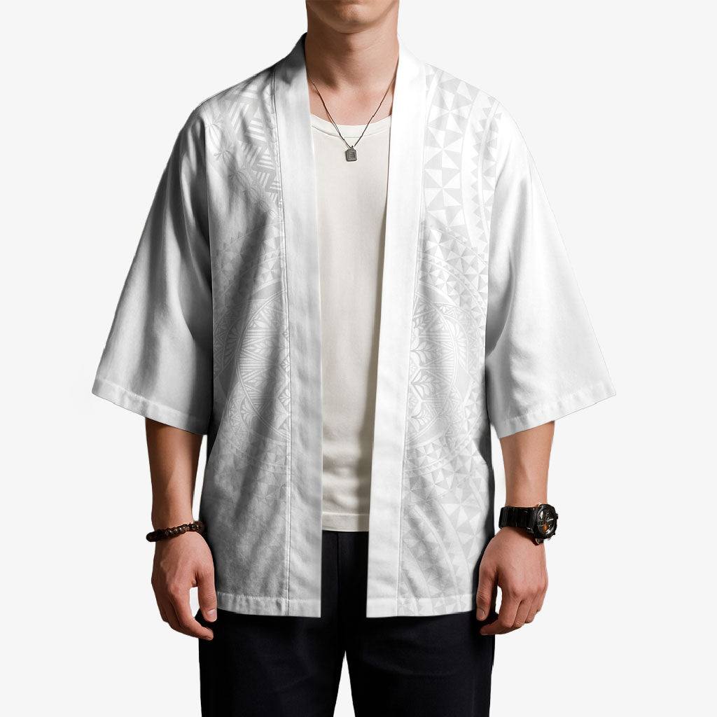 Tonga White Sunday Kimono Fakame Tongan Ngatu Turtle LT14 - Polynesian Pride