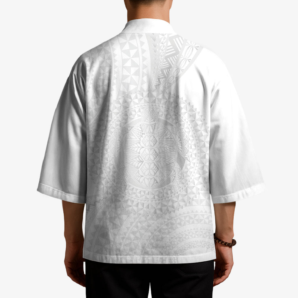 Tonga White Sunday Kimono Fakame Tongan Ngatu Turtle LT14 - Polynesian Pride