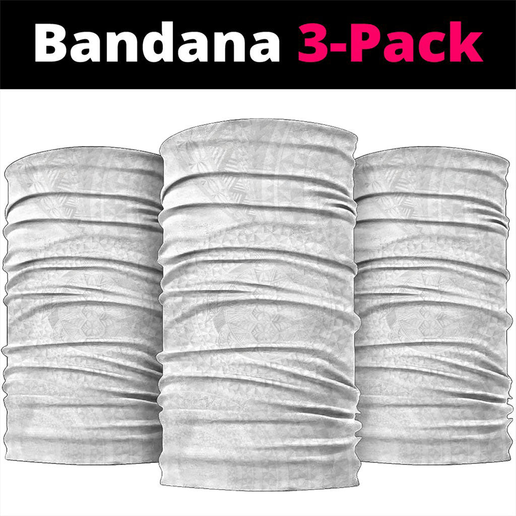 Tonga White Sunday Neck Gaiter Fakame Tongan Ngatu Turtle LT14 package One Size: 25*50cm White - Polynesian Pride