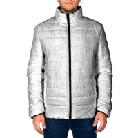 Tonga White Sunday Padded Jacket Fakame Tongan Ngatu Turtle LT14 Men White - Polynesian Pride