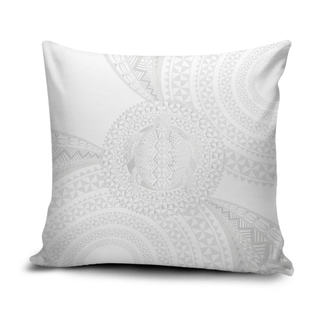 Tonga White Sunday Pillow Cover Fakame Tongan Ngatu Turtle LT14 White - Polynesian Pride