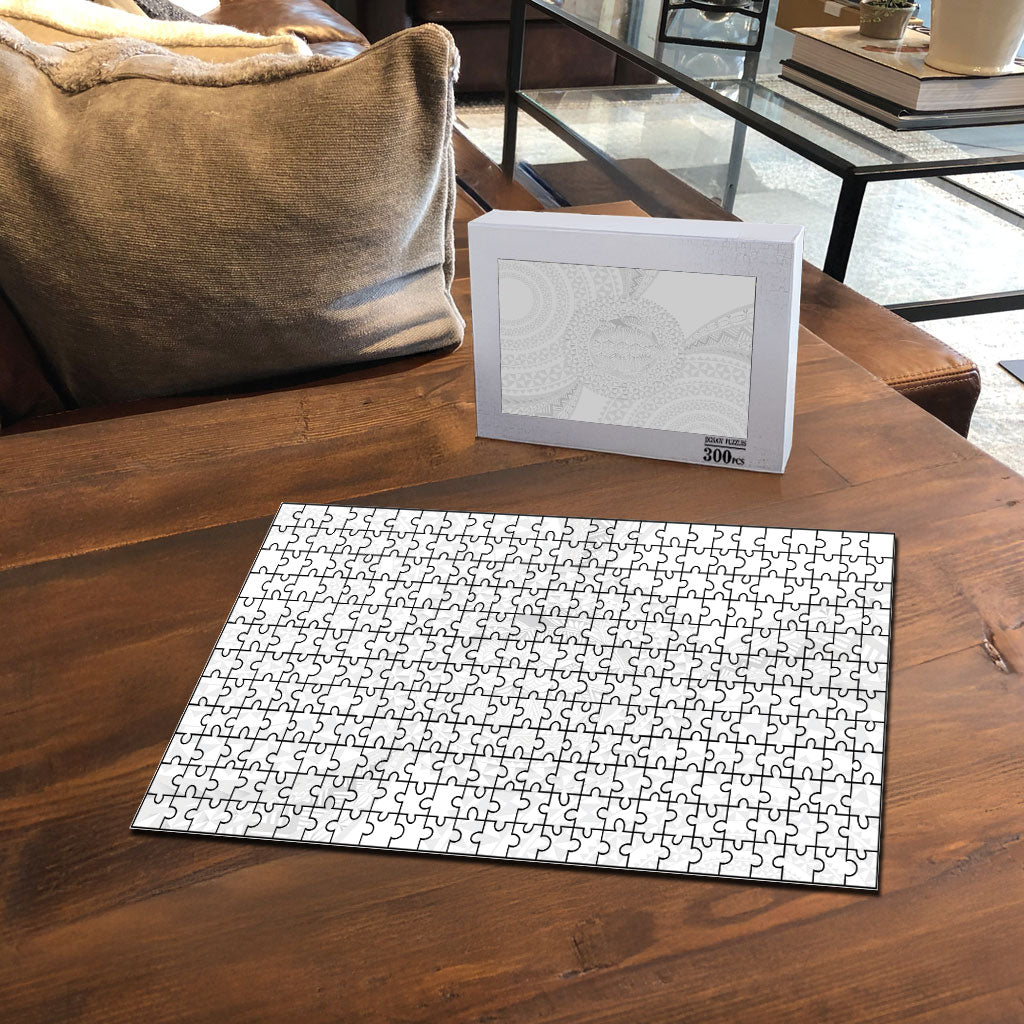 Tonga White Sunday Puzzle Fakame Tongan Ngatu Turtle LT14 - Polynesian Pride