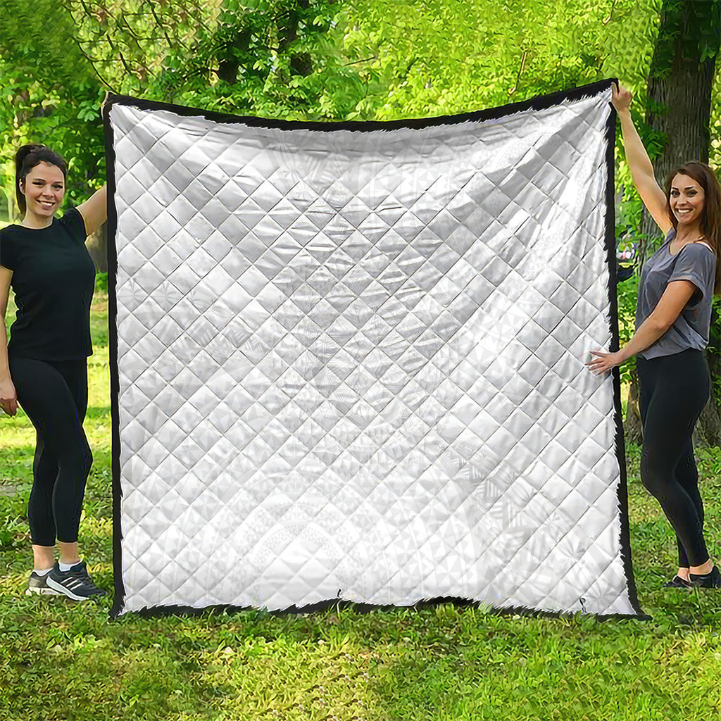 Tonga White Sunday Quilt Fakame Tongan Ngatu Turtle LT14 - Polynesian Pride