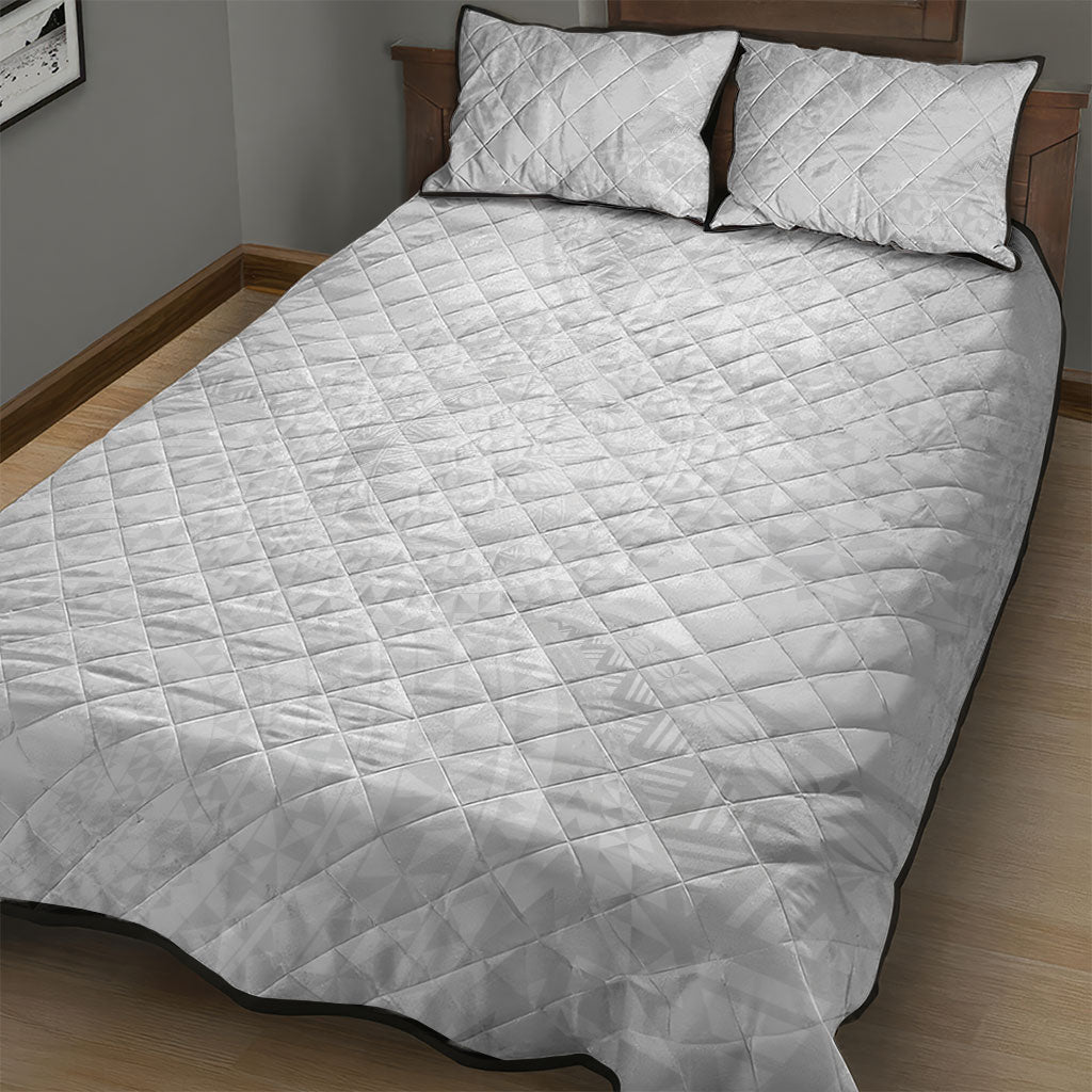 Tonga White Sunday Quilt Bed Set Fakame Tongan Ngatu Turtle LT14 - Polynesian Pride