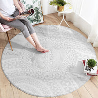 Tonga White Sunday Round Carpet Fakame Tongan Ngatu Turtle LT14 - Polynesian Pride