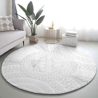 Tonga White Sunday Round Carpet Fakame Tongan Ngatu Turtle LT14 - Polynesian Pride