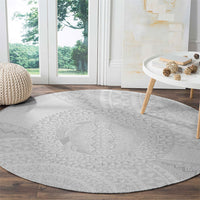 Tonga White Sunday Round Carpet Fakame Tongan Ngatu Turtle LT14 - Polynesian Pride