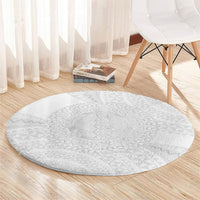 Tonga White Sunday Round Carpet Fakame Tongan Ngatu Turtle LT14 - Polynesian Pride