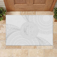 Tonga White Sunday Rubber Doormat Fakame Tongan Ngatu Turtle LT14 White - Polynesian Pride