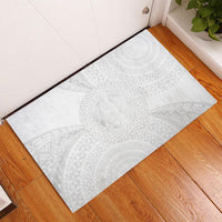 Tonga White Sunday Rubber Doormat Fakame Tongan Ngatu Turtle LT14 - Polynesian Pride