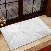 Tonga White Sunday Rubber Doormat Fakame Tongan Ngatu Turtle LT14 - Polynesian Pride