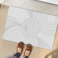 Tonga White Sunday Rubber Doormat Fakame Tongan Ngatu Turtle LT14 - Polynesian Pride