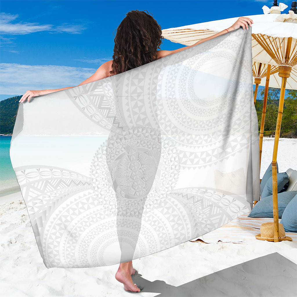 Tonga White Sunday Sarong Fakame Tongan Ngatu Turtle LT14 One Size 44 x 66 inches White - Polynesian Pride
